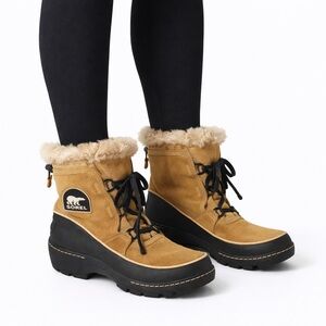 Size 8 Sorel Women’s Tivoli III Waterproof Suede Winter Curry Black Snow Boots